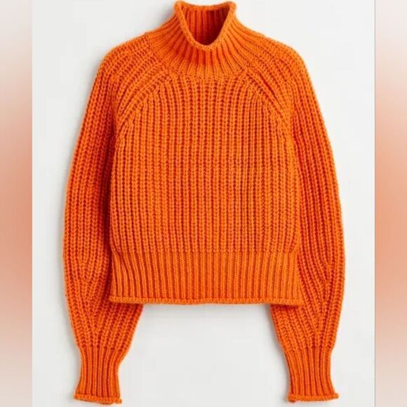 🔹️NWT H&M Divided Orange Soft Chunky Knit Cropped Sweater XSmall - Picture 4 of 14